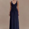 Perrie Slinky Ruched Maxi Dress – Ink Blue Perrie Slinky Ruched Maxi Dress – Ink Blue