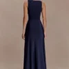 Perrie Slinky Ruched Maxi Dress – Ink Blue Perrie Slinky Ruched Maxi Dress – Ink Blue