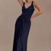 Perrie Slinky Ruched Maxi Dress – Ink Blue Perrie Slinky Ruched Maxi Dress – Ink Blue