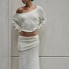 Petra Ruched Knit Maxi Skirt – Ivory Petra Ruched Knit Maxi Skirt – Ivory