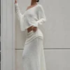 Petra Ruched Knit Maxi Skirt – Ivory Petra Ruched Knit Maxi Skirt – Ivory