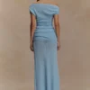Petra Ruched Knit Maxi Skirt – Light Blue Petra Ruched Knit Maxi Skirt – Light Blue