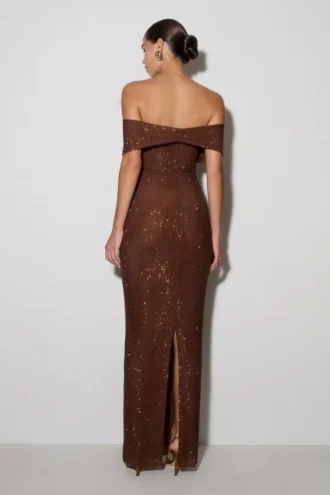 Phi Multi-Wear Cowl Diamante Maxi Dress – Chocolate