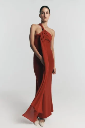 Philippa Knotted Crepe Maxi Dress – Ruby