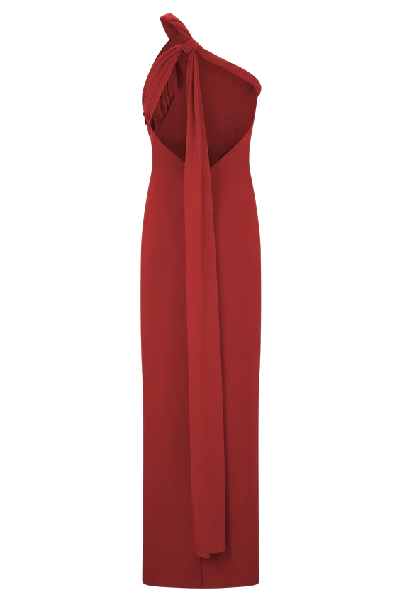 Philippa Knotted Crepe Maxi Dress – Ruby Philippa Knotted Crepe Maxi Dress – Ruby