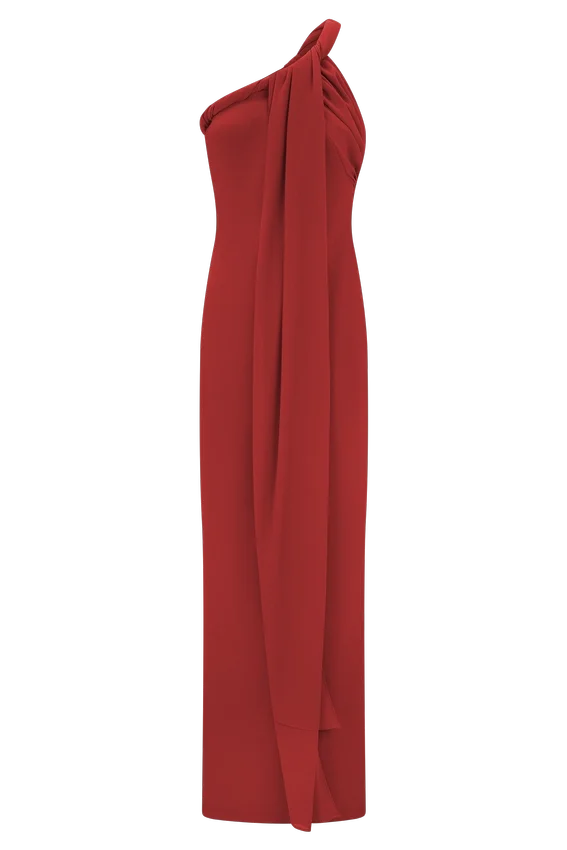 Philippa Knotted Crepe Maxi Dress – Ruby Philippa Knotted Crepe Maxi Dress – Ruby