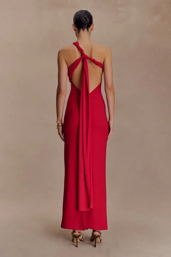 Philippa Knotted Crepe Maxi Dress – Ruby Philippa Knotted Crepe Maxi Dress – Ruby