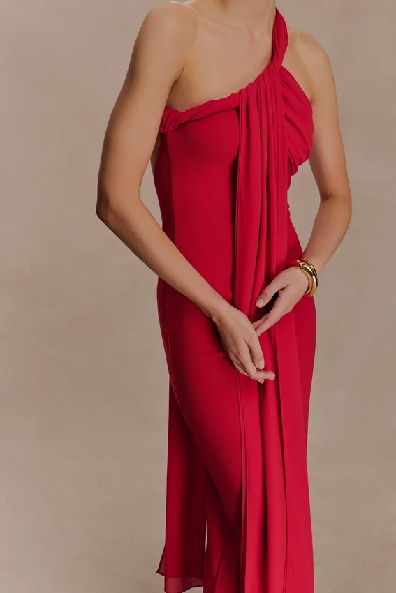 Philippa Knotted Crepe Maxi Dress – Ruby Philippa Knotted Crepe Maxi Dress – Ruby