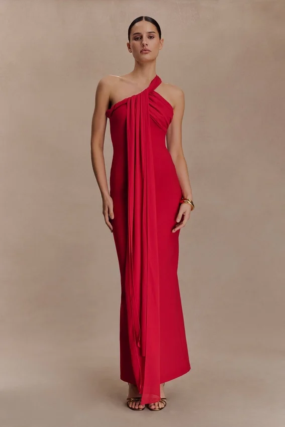 Philippa Knotted Crepe Maxi Dress – Ruby Philippa Knotted Crepe Maxi Dress – Ruby