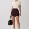 Agatha Suiting Shorts – Plum Pinstripe