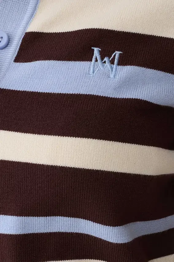 Philly Stripe Knit Button Up Top – Chocolate/Blue Philly Stripe Knit Button Up Top – Chocolate/Blue