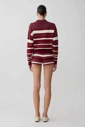 Philly Stripe Knit Short – Burgundy/Cream
