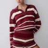 Philly Stripe Knit Short – Burgundy/Cream