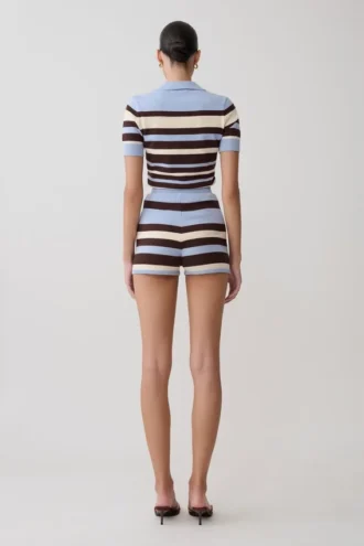 Philly Stripe Knit Short – Chocolate/Blue