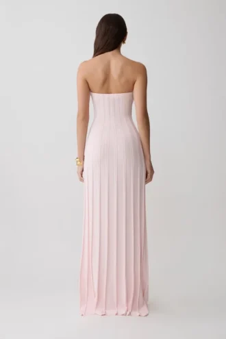 Pia Ribbed Strapless Maxi Dress – Baby Pink