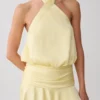 Poppy Satin Halter Mini Dress – Lemon Poppy Satin Halter Mini Dress – Lemon