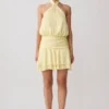 Poppy Satin Halter Mini Dress – Lemon Poppy Satin Halter Mini Dress – Lemon