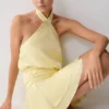 Poppy Satin Halter Mini Dress – Lemon Poppy Satin Halter Mini Dress – Lemon