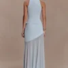 Portia Scuba And Mesh Maxi Skirt – Pale Blue Portia Scuba And Mesh Maxi Skirt – Pale Blue