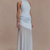Portia Scuba And Mesh Maxi Skirt – Pale Blue Portia Scuba And Mesh Maxi Skirt – Pale Blue