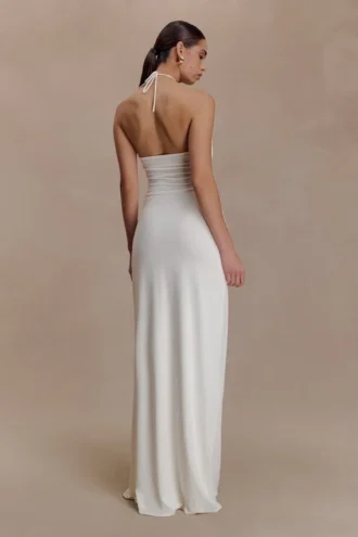 Quincy Halter Maxi Dress With Hardware – Ivory