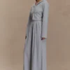Aspen Gathered Wide Leg Jogger – Light Grey Marle