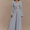 Aspen Gathered Wide Leg Jogger – Light Grey Marle