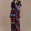 Rachel Chiffon Short Sleeve Shirt – Multi Fluid Reverie Print Rachel Chiffon Short Sleeve Shirt – Multi Fluid Reverie Print