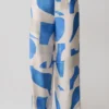 Rachel Satin Straight Leg Pants – Blue Geo Tile Print Rachel Satin Straight Leg Pants – Blue Geo Tile Print
