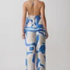 Rachel Satin Straight Leg Pants – Blue Geo Tile Print Rachel Satin Straight Leg Pants – Blue Geo Tile Print