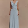 Raleigh Asymmetrical Slinky Midi Dress – Pale Blue Raleigh Asymmetrical Slinky Midi Dress – Pale Blue