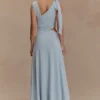 Raleigh Asymmetrical Slinky Midi Dress – Pale Blue Raleigh Asymmetrical Slinky Midi Dress – Pale Blue