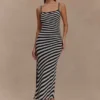 Raven Striped Knit Midi Dress – Black/White Raven Striped Knit Midi Dress – Black/White