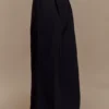 Raya Mid Rise Wide Leg Linen Pant – Black