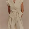 Raya Mid Rise Wide Leg Linen Pant – Natural Beige Raya Mid Rise Wide Leg Linen Pant – Natural Beige