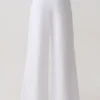 Raya Mid Rise Wide Leg Linen Pant – White