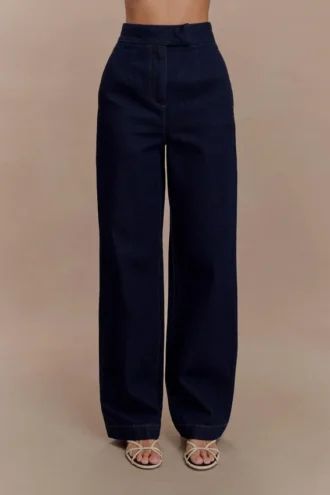 Rayne Wide Leg Denim Jeans – Indigo Blue