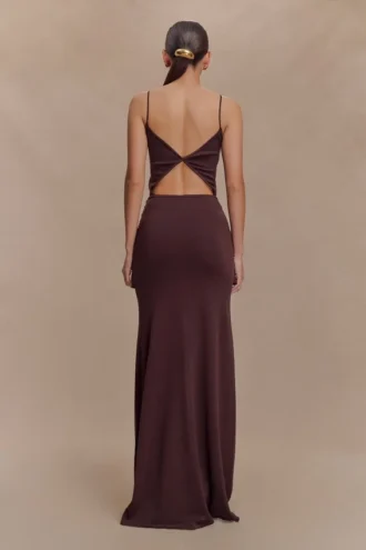 Reama Wrap Over Knit Maxi Dress – Chocolate