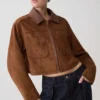 Remy Faux Suede & Leather Collared Jacket – Tan Remy Faux Suede & Leather Collared Jacket – Tan