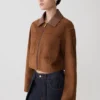 Remy Faux Suede & Leather Collared Jacket – Tan Remy Faux Suede & Leather Collared Jacket – Tan