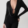 Ren Cowl Long Sleeve Slinky Bodysuit – Black Ren Cowl Long Sleeve Slinky Bodysuit – Black
