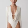 Ren Cowl Long Sleeve Slinky Bodysuit – Ivory Ren Cowl Long Sleeve Slinky Bodysuit – Ivory