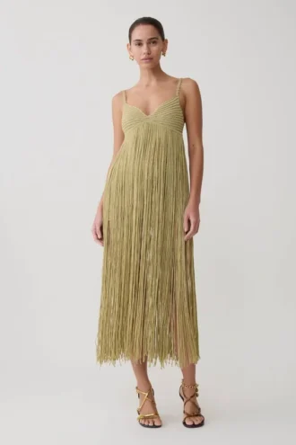 Renee Lurex Crochet Maxi Dress – Gold