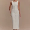 Reyna Denim Midi Dress – White Reyna Denim Midi Dress – White