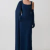 Rhea Detachable Cape Jersey Maxi Dress – Navy Rhea Detachable Cape Jersey Maxi Dress – Navy