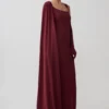 Rhea Detachable Cape Jersey Maxi Dress – Wine Rhea Detachable Cape Jersey Maxi Dress – Wine