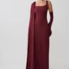 Rhea Detachable Cape Jersey Maxi Dress – Wine Rhea Detachable Cape Jersey Maxi Dress – Wine
