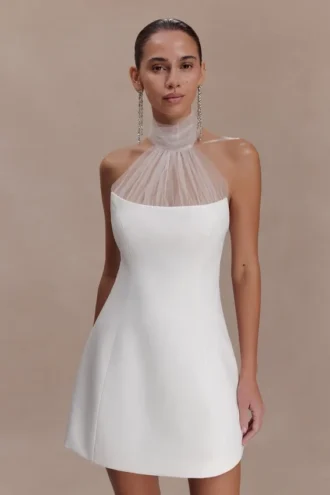 Riley Halter Suiting Mini Dress – Ivory