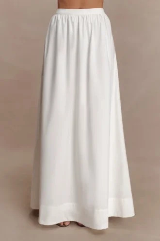 River Gathered Maxi Skirt – White