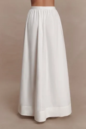 River Gathered Maxi Skirt – White